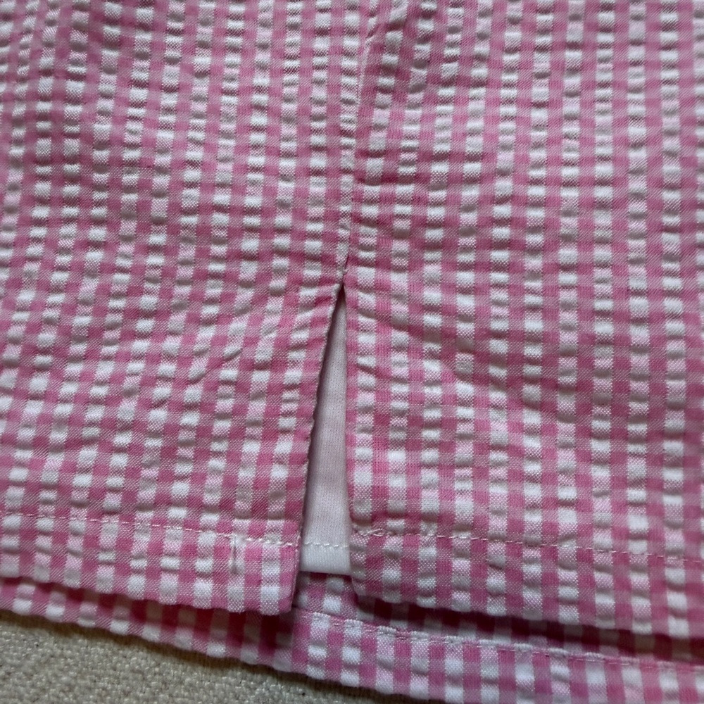 NEW No Boundaries Pink Seersucker Gingham Tie Front Cami Top Mini Skirt Set XXL - Picture 3 of 8